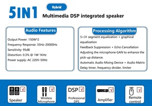 Hitrolink HTI-ASBP08 5in1 300w Multimedia DSP Integrated Speaker Build in Smart DSP Controlled <strong>Amplifier</strong> - Product Image 5