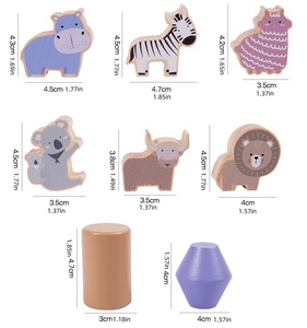 Balance <strong>Building</strong> Stacker <strong>Blocks</strong> 3d Carton Animal <strong>Pattern</strong> Wooden Teething Colorful Teethers Baby Stacking Toys - Product Image 6