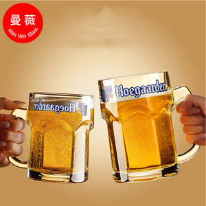 卸売クラシック透明ガラスカップ500ml & 950ml大容量アメリカンスタイルワインビールジョッキカスタムロゴ & ハンドル付き