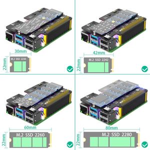 FEICHAO nuova versione 3 in 1 Combo M.2 NVMe to PCIe adattatore con ventola di raffreddamento e scolorimento automatico LED per Raspberry Pi 5 - Product Image 2