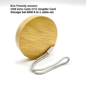 Fabrika çoklu USB adaptör kiti bambu saklama kutusu hızlı şarj kablosu organizatör dönüştürücü USB C tipi C/mikro adaptörü - Product Image 2