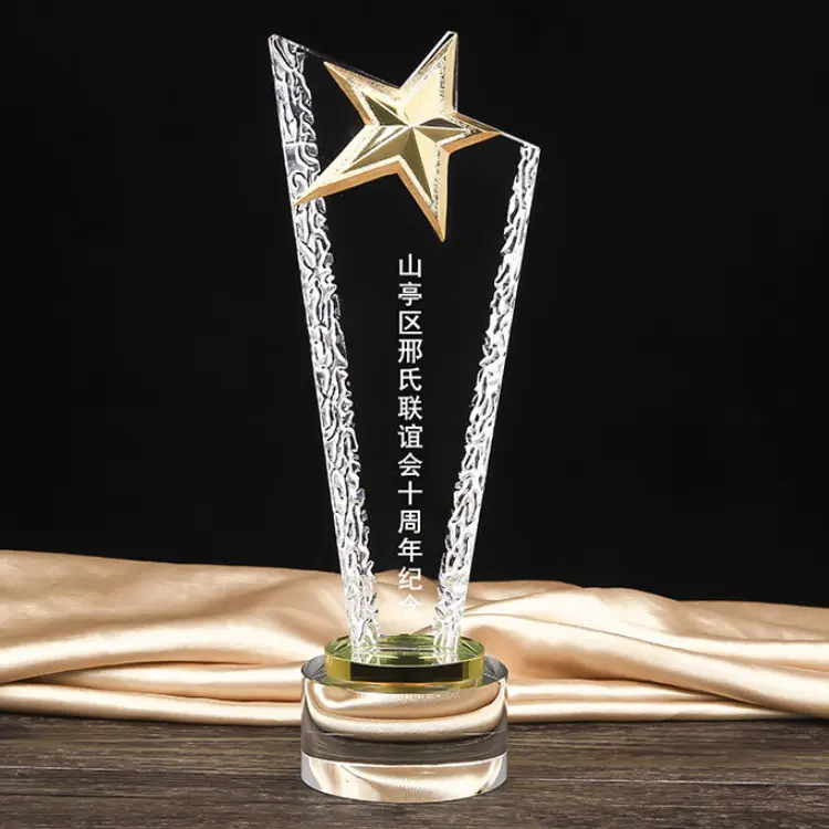 Guangzhou nuovo design 3D in bianco top star a forma di diamante 3D in bianco top star a forma di diamante golf exclus award honor di cristallo il trofeo della coppa del