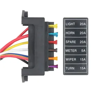<strong>6</strong> Way Fuse Block 2-<strong>Input</strong> <strong>6</strong>-<strong>Output</strong> Fuse Box With Wire With Standard Blade Fuses 5A 10A 15A 20A for Car Bus RV Truck Marine Boat - Product Image 3