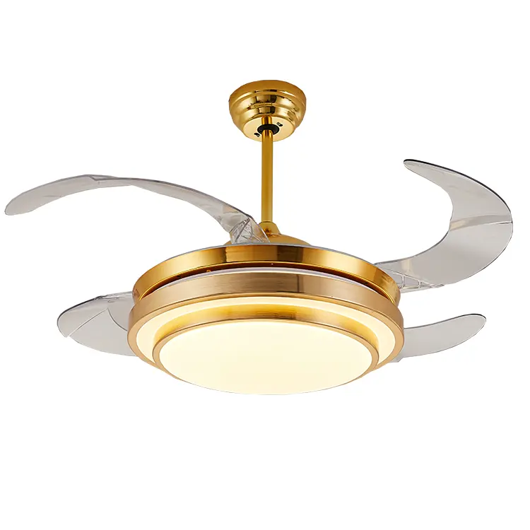 Moderna Oro 42 Inch Invisibile 4 Lame Ventilatore A Soffitto Decorativo con la Luce del LED