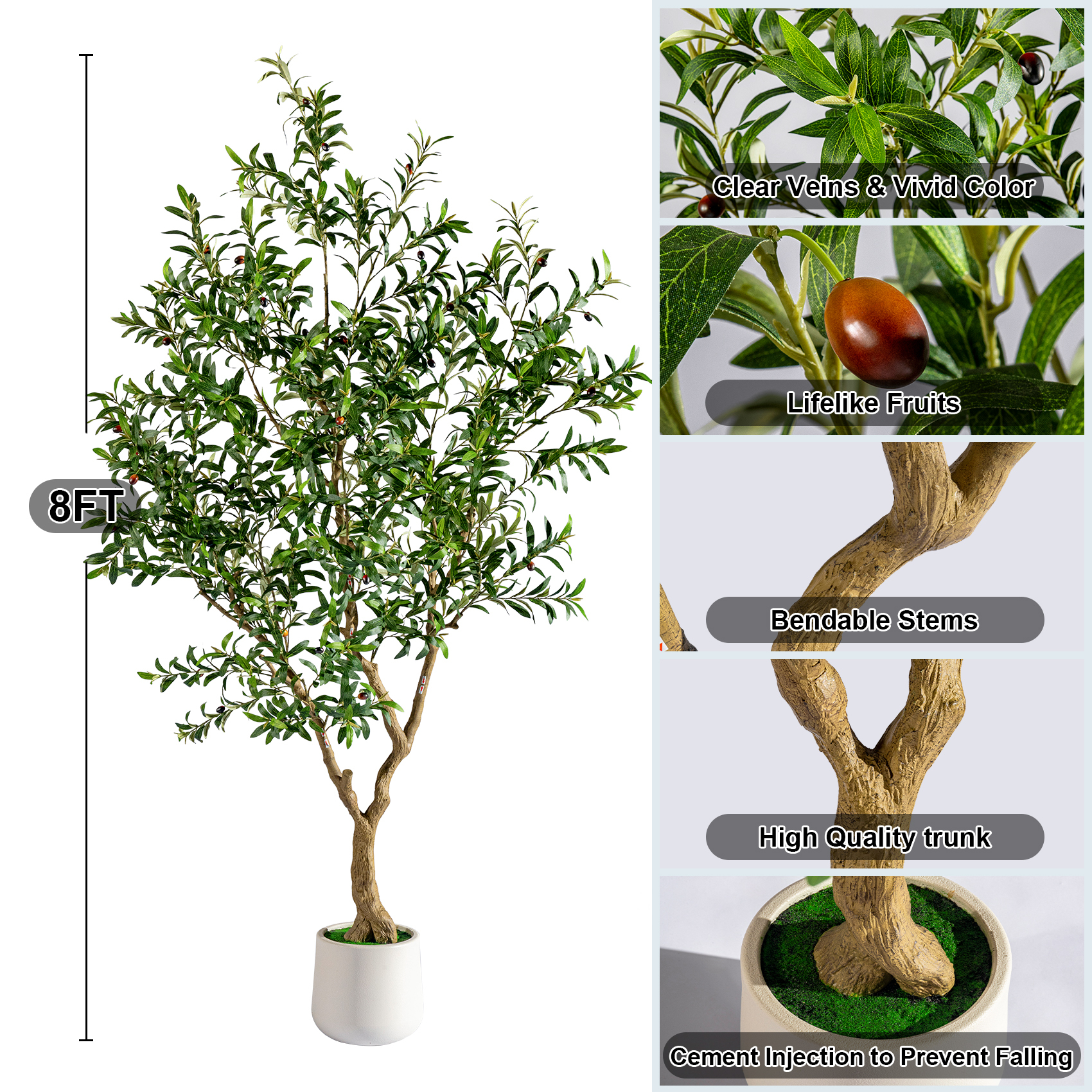 8ft Stable Base Olive Tree - Bendable