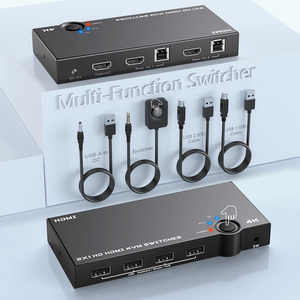Rocketek 2 en 1 para conmutador KVM HDMI Controlador de salida libre 2 computadoras comparten 1 Monitor HD y 4 Dispositivos USB - Product Image 1