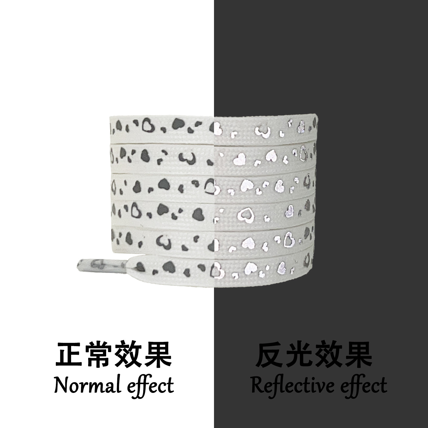 Cordones reflectantes blancos "Love", un par, modelo C10.