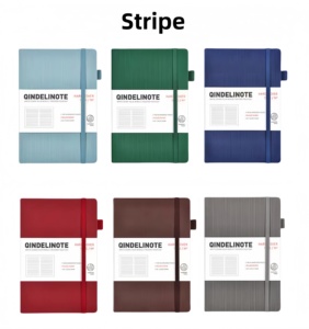 Luxury A5 Blue <strong>Notebook</strong> <strong>with</strong> <strong>Stripe</strong> Styling Leather Cover Custom Students Journal Featuring <strong>Binding</strong> Two Ribbon Bookmarks - Product Image 5