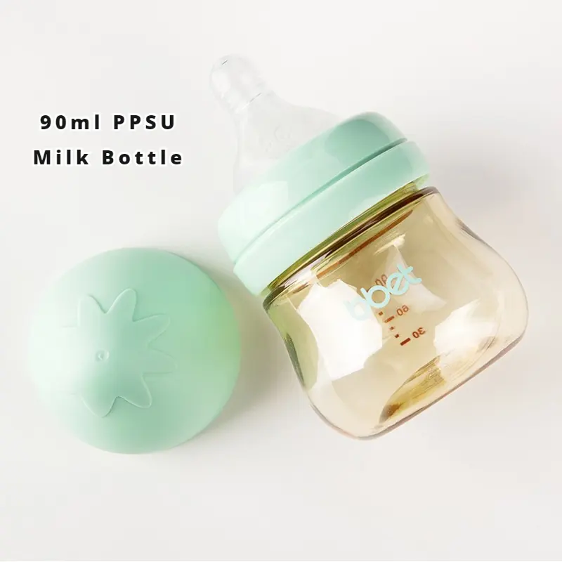 Bouteille PPSU pour bébé 90ml, fournitures de qualité alimentaire, mamelon en Silicone sans BPA, Design à fraise, bouteille de lait pour bébé