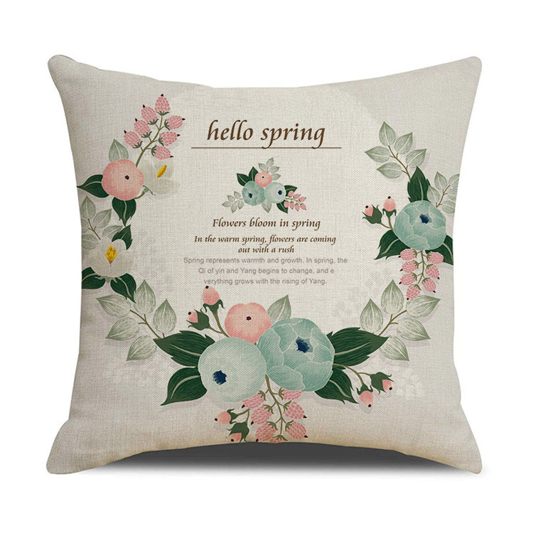Rustic Linen Pillow Cover Flower Printed Car Sofa Bed Cushion Cover Hand-painted Simple Cushion Pillow Cover