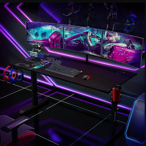 Mesa de jugador de luz RGB de carreras de computadora grande personalizada de fábrica para escritorio de juegos de oficina en casa con LED - Product Image 5