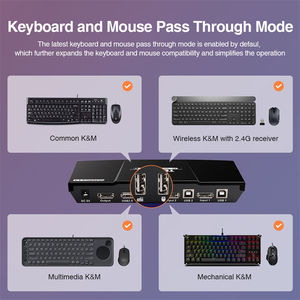 TESmart 2x1 DP <strong>KVM</strong> <strong>Switch</strong> 4K 60HZ Support Hot Plug IR Auto Switching EDID Emulators 2 in <strong>1</strong> Out Video <strong>KVM</strong> Switcher
