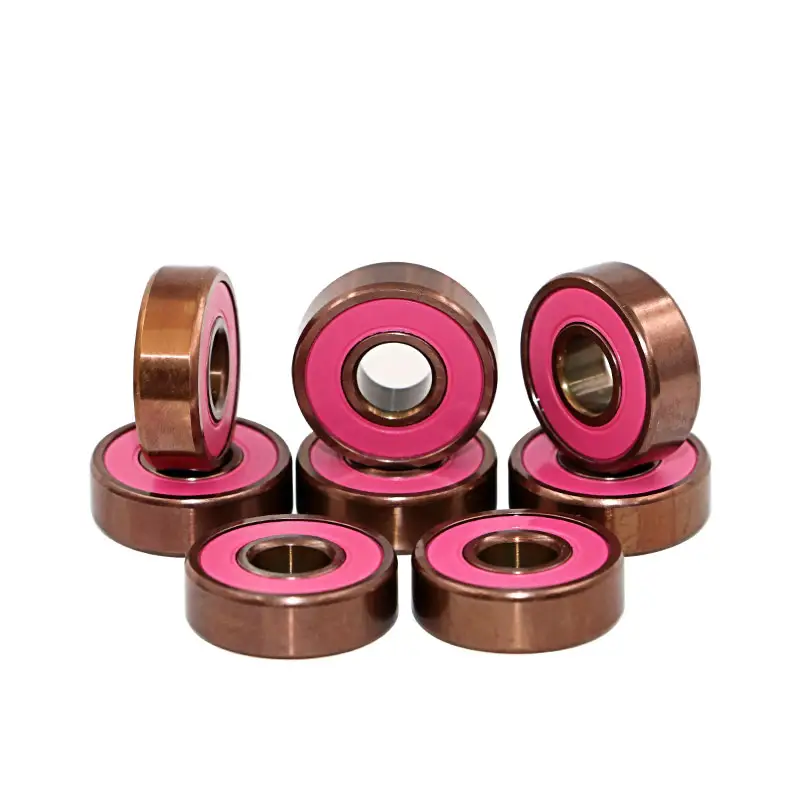 Rodamientos de titanio Rose Gold 608 RS para monopatín de calidad profesional Longboard Scooter rodamiento de patín en línea