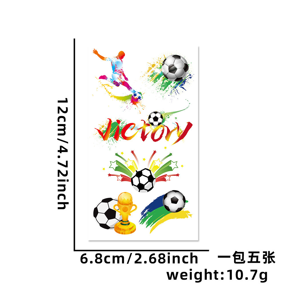 World cup water transfer tattoos, opp bag, 5 per pack