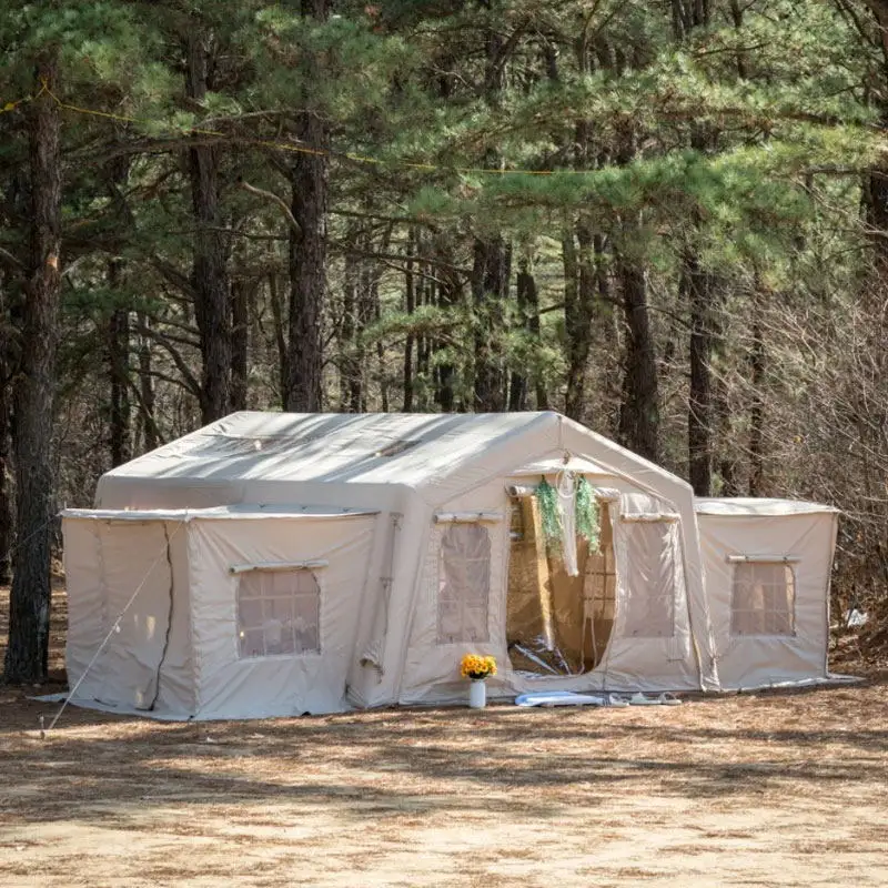 Tenda da campeggio gonfiabile stile coreano per campeggio da 3 a 4 persone casa a doppio strato con tenda laterale a baldacchino