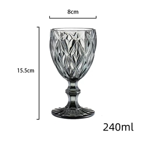 Vintage kabartmalı şarap bardağı 240ml | Kırmızı ve beyaz şarap için renkli cam kadeh | Avrupa Retro tarzı Drinkware - Product Image 4