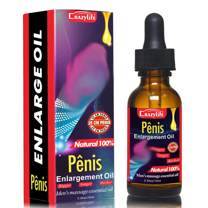 Óleo essencial de massagem masculina natural 100% produtos sexuais 10ml para área privada Espessamento do pênis Melhorar o desempenho da Sexualidade%