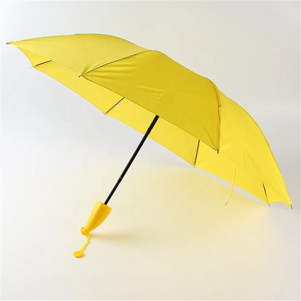 Biumart açık şemsiye toptan yaratıcı sevimli muz tasarım taşınabilir 3 katlanır ucuz şemsiye