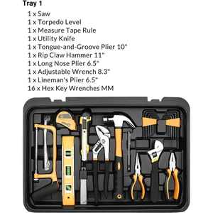 162钢制工具箱，带手动工具组，用于车库存储工具柜拉杆箱 - Product Image 4