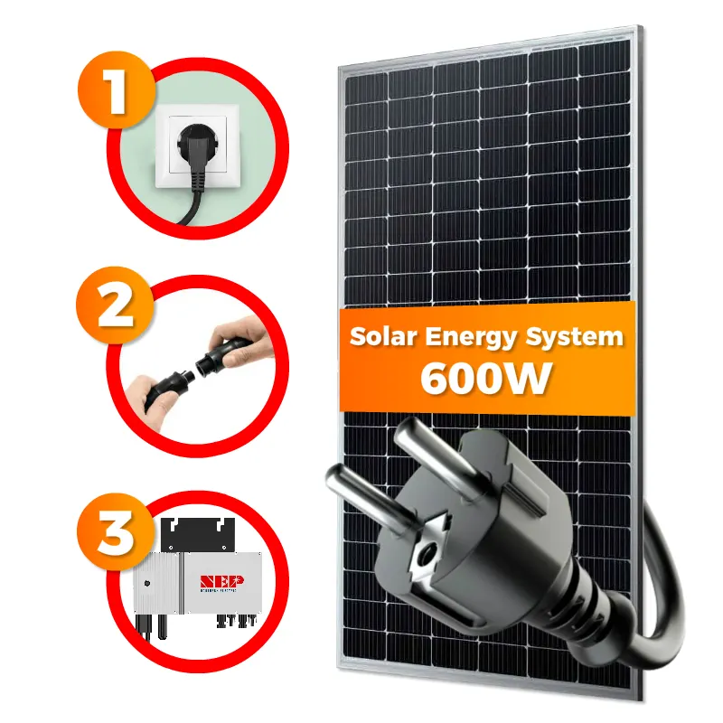 Deye Eu Armazém Estoque Painéis Solares Ganchos Sistema De Montagem Varanda Sistema De Energia Do Painel Solar 600w no Kit De Grade MPPT 230V EZ Solar