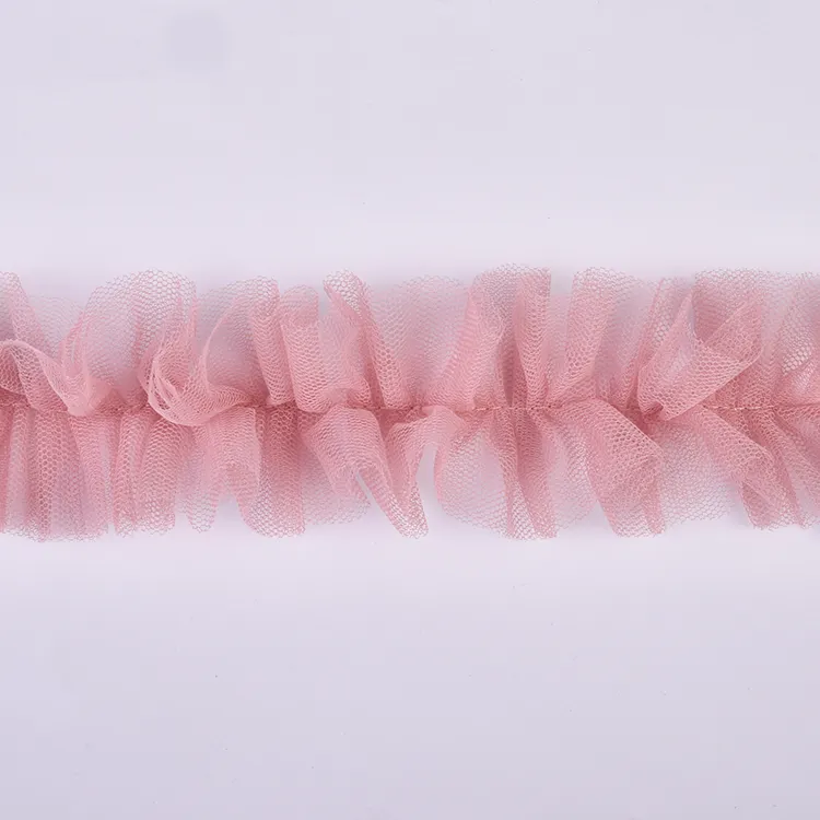 Viande Poudre Maille Dentelle Organza Rose Chaud Tissu Pour Robe De Mode Femme
