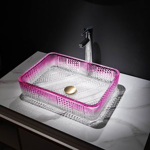 中国制造商渐变彩色台面钢化玻璃洗手盆容器水槽 - Product Image 3