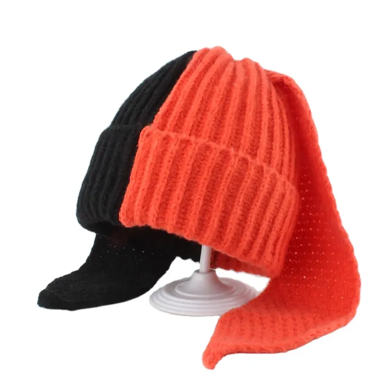 Venta al por mayor de moda de dos tonos conejo Beaniecrochet sombrero Split Custom Bunny Beanie con orejas largas esquí Slouchy sombreros