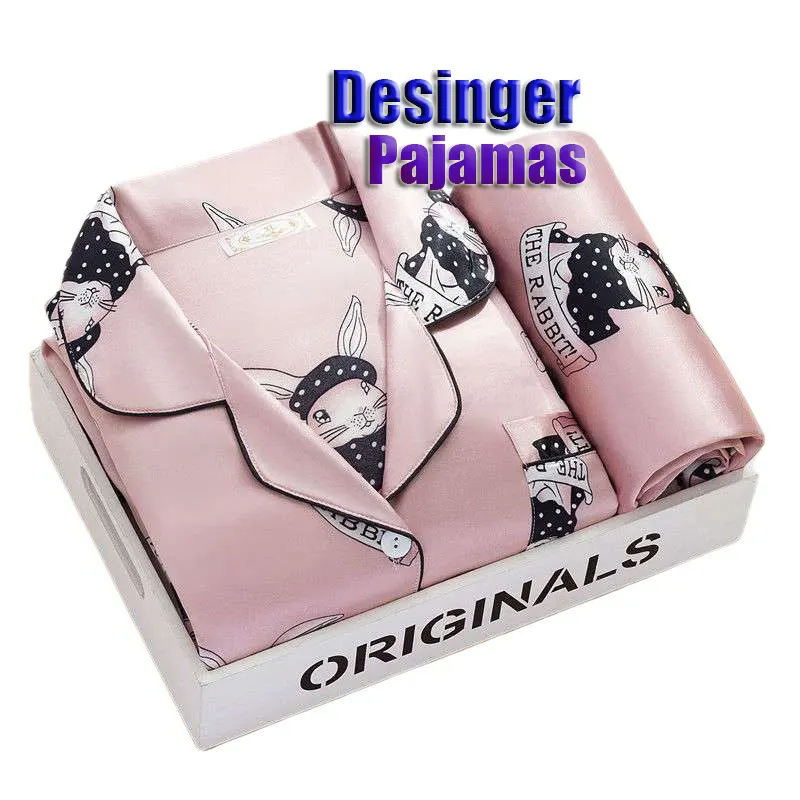 2024 vestidos de noche niñas ropa de dormir de dos piezas al por mayor conjunto de pijamas de seda satinada diseñadores pijamas vestido de pijama para mujeres