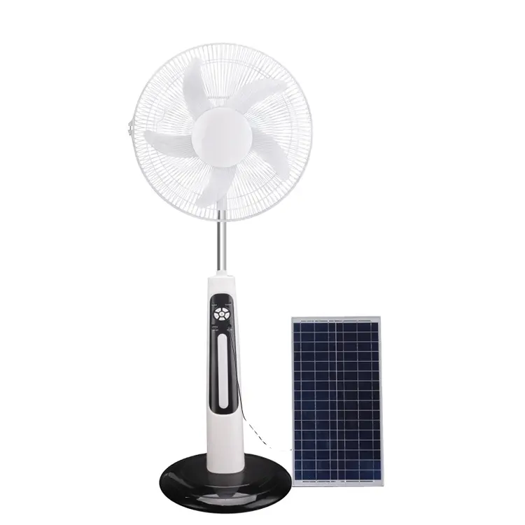 Ventilador solar recarregável com painel solar, china, fábrica, 16 polegadas, 18 polegadas, 12v dc, ventilador solar, recarregável, com carga usb e luz led