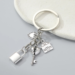 Ev anahtarlık kalp anahtar ve kilit aşk ev anahtarlık aile anahtar zincirleri sevgililer günü hediyeleri için çift sevgilisi el yapımı takı - Product Image 2