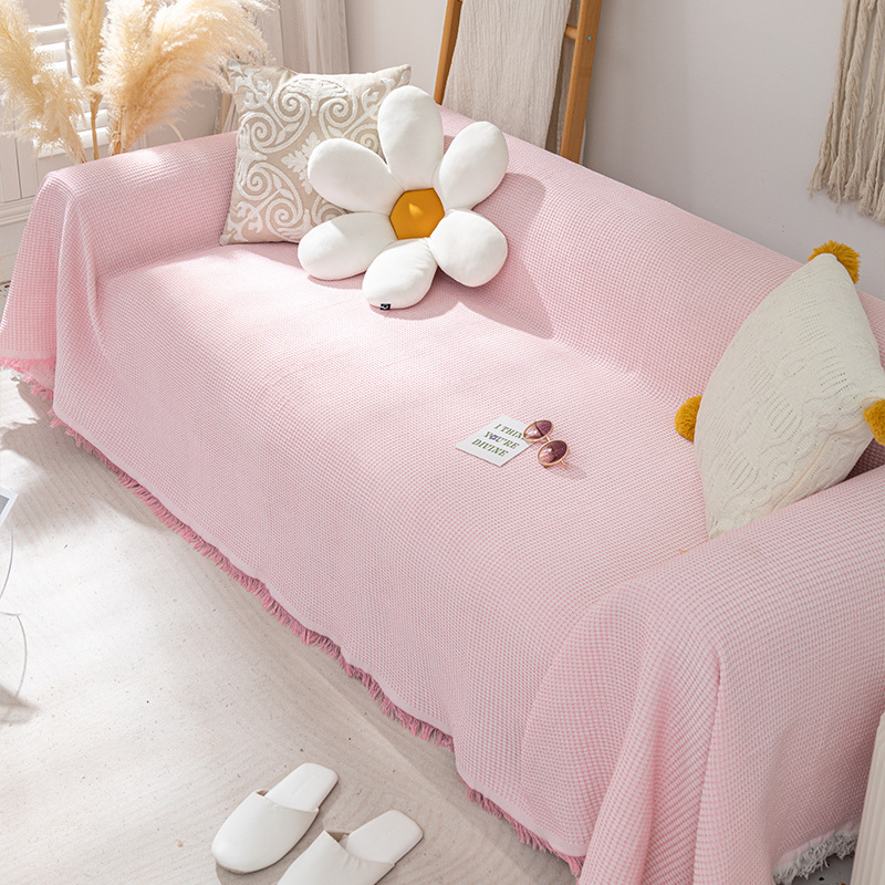 Housse de canapé motif gaufré - rose clair