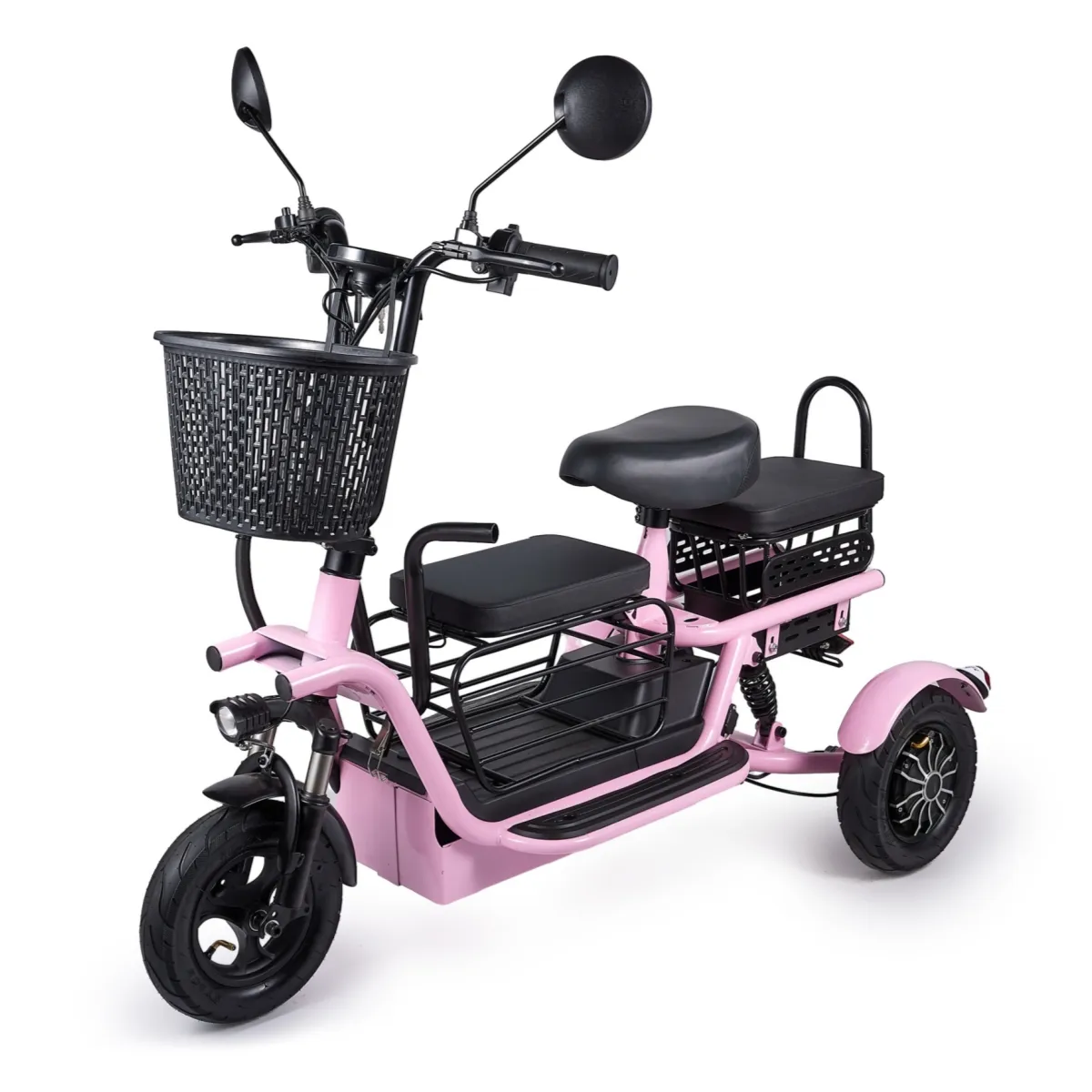Sepeda roda tiga elektrik sepeda motor roda tiga, transportasi rumah tangga kecil untuk anak-anak, skuter listrik orang tua-anak 3 roda tiga