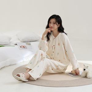 Set pigiama maternità autunno-inverno aria-cotone | Supporto per la pancia regolabile a 3 strati ispessito, adatto all'allattamento - Product Image 4