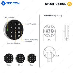 Tediton工厂智能锁组合密码数字代码卡无钥匙键盘智能柜锁 - Product Image 5