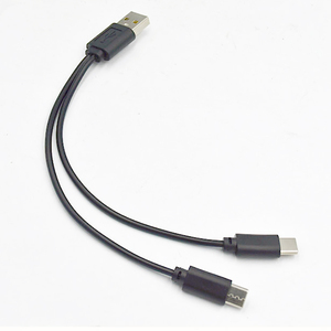 ปั้นประเภทการชาร์จอย่างรวดเร็ว2ใน1สาย USB คู่ Micro USB C สายแยกสาย Y สำหรับโทรศัพท์2ชาร์จ - Product Image 3