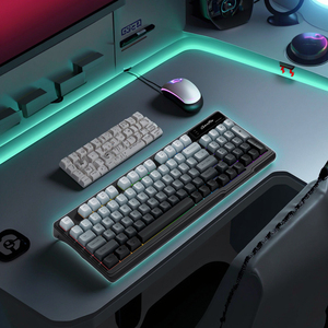 94Key RGB 2,4G Tri-Modos inalámbricos con pantalla TFT Teclas esféricas y teclado de computadora de estructura empaquetada para computadora portátil para juegos