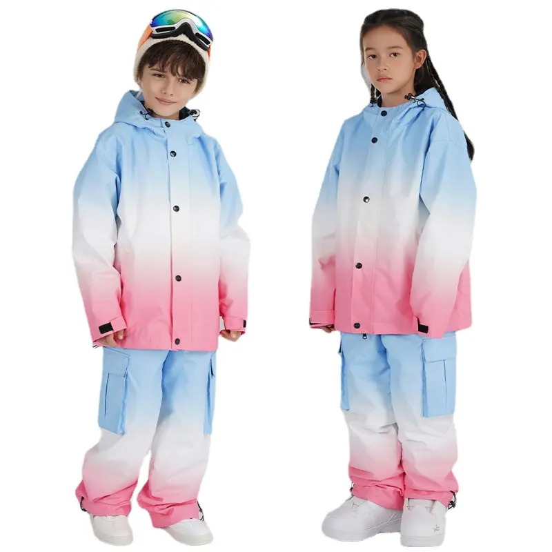 2022 Warm Baby Girl Ski anzüge Kinder Winter Kapuze für Kinder Wasserdichte Outdoor Snow Sets Snowboard Jacken Overalls Kleidung