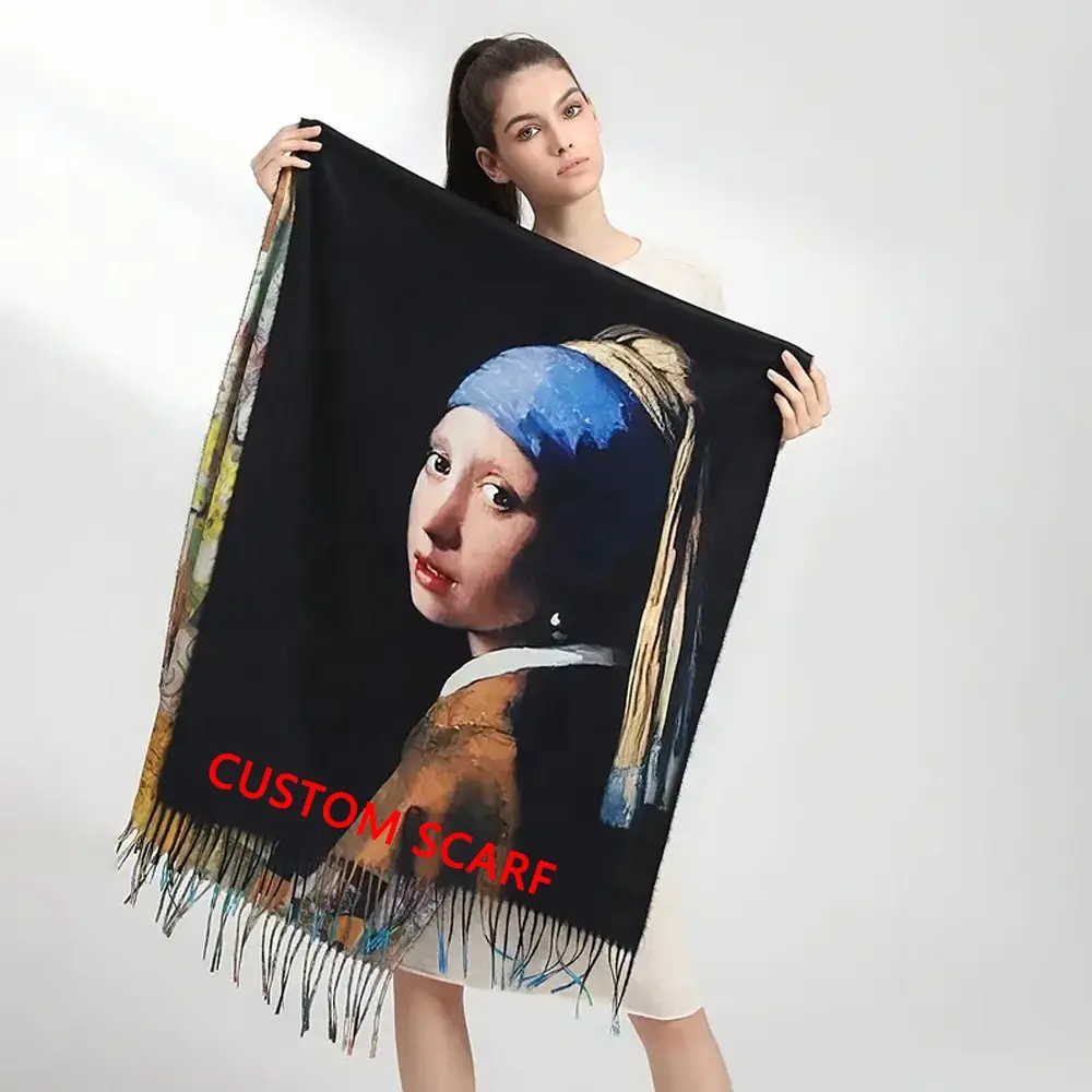 Vendita direttamente in fabbrica 2024 elegante sciarpa di lusso con pittura Van Gogh moda collo personalizzato caldo donna stampa Cashmere scialle foulard