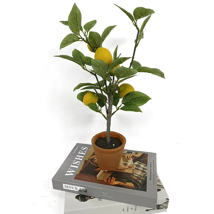 Großhandel Indoor künstliche Obstbäume 43cm künstliche Zitronen baum pflanze in Terra catta Topf für die Dekoration