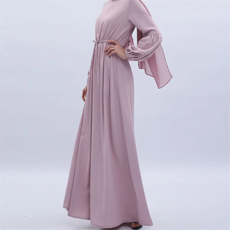Vestido maxi de ventas de punto caliente para damas islámicas Nuevo modelo Vestidos abaya de gasa gruesa Ropa musulmana