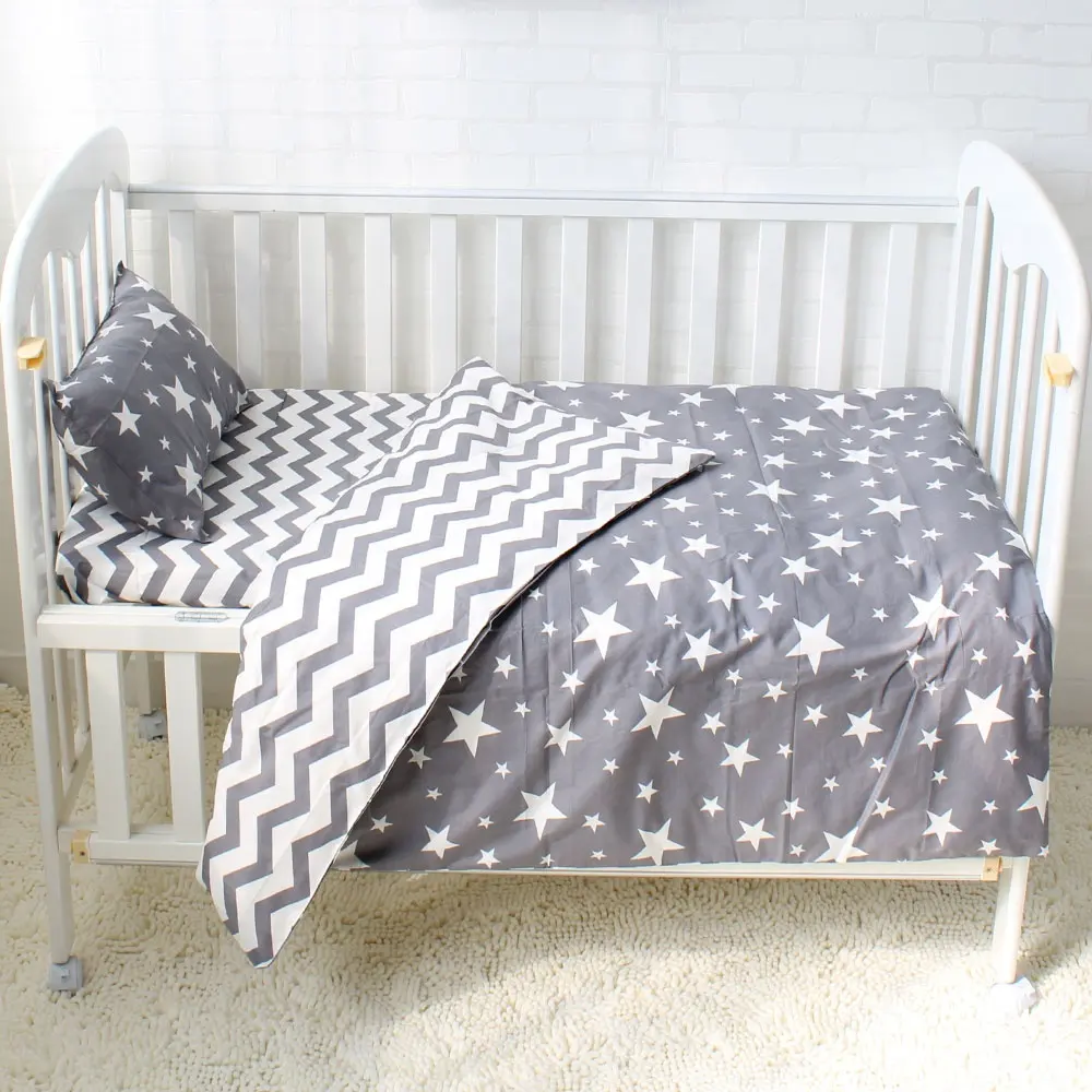 Ropa de cama personalizada para recién nacido, Juego de 3 piezas de tela de algodón para ropa de cama de bebé