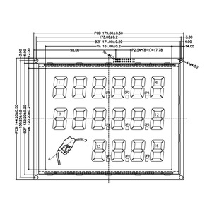 Modulo <span class=keywords><strong>lcd</strong></span> <span class=keywords><strong>display</strong></span> schermo pompa carburante personalizzato a 22 cifre 886 776 664 segmenti per distributore di carburante