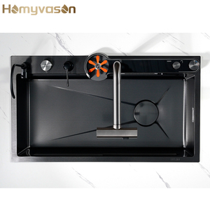 Tiktok akıllı Modern büyük tek İşlevli Sus304 Anti Scratch Led fincan yıkama ile dijital ekran şelale mutfak lavabo - Product Image 6