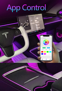 Car Ambient Lighting Fit for tesla Model 3/Y Ambient Lighting 25 in 1 Ambient Multicolor Symphony 64color Music Sync <strong>Led</strong> Strip - Product Image 5