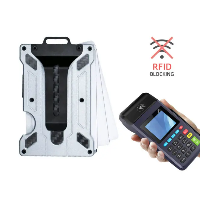 Porta carte di credito automatico in alluminio con blocco RFID personalizzato