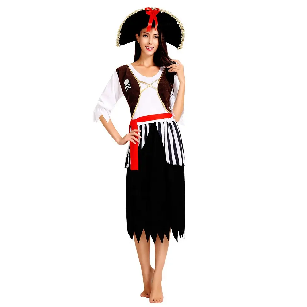 Professional Custom Carnival 100% Polyester Soft Material Adult Female Pirate Costume