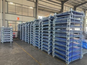 Contenedor de malla de alambre plegable personalizado de alta calidad Acabado galvanizado Diseño plegable apilable Hojas de PP Almacenamiento de almacén - Product Image 5