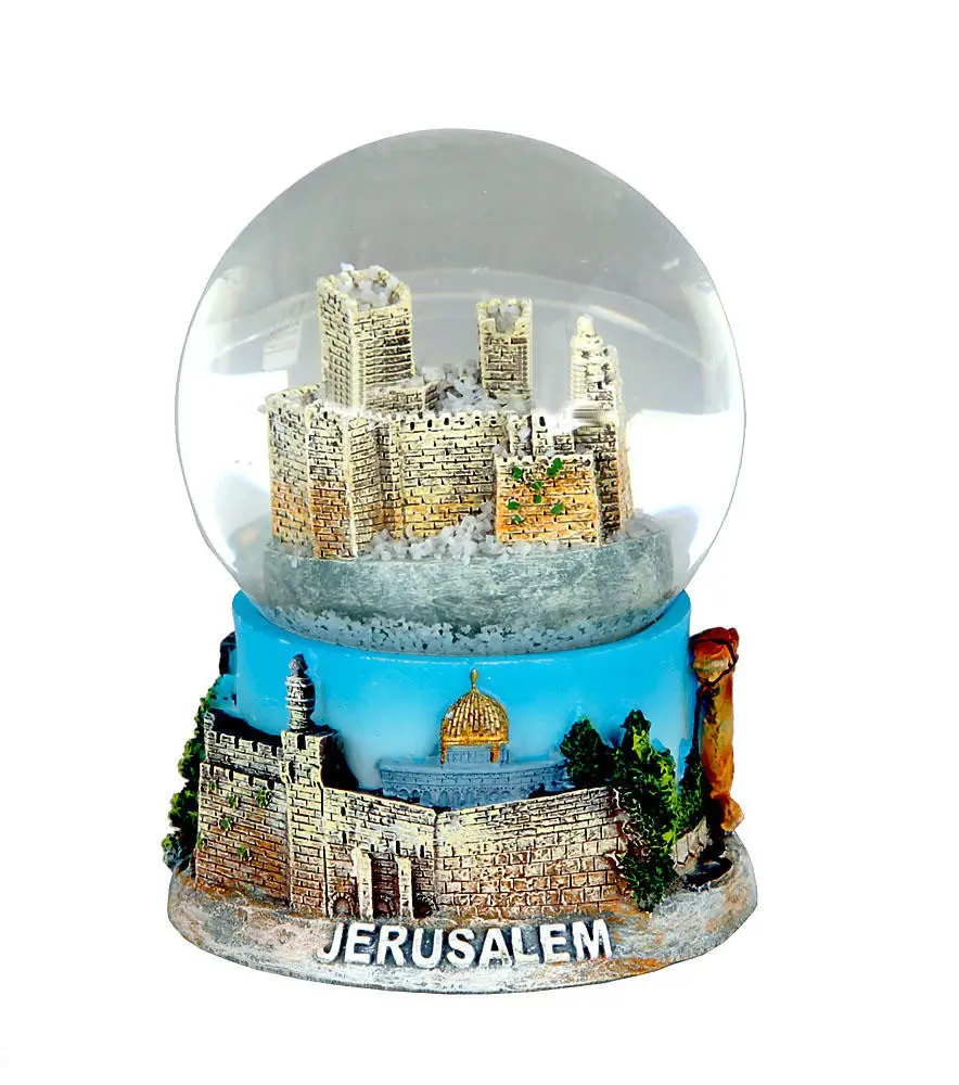 Base de poliresina personalizada para decoración del hogar, recuerdo de construcción de Hungría, regalo turístico, artesanía de resina, globo de nieve de Israel