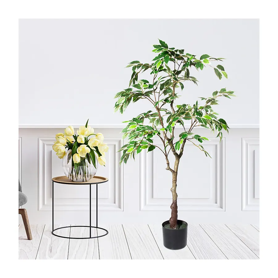 PZ-4-66/67 ucuz fiyat UV koruma ipek Pot yapay yeşillik Ficus ağacı ile sahte Banyan saksı bitki bırakır
