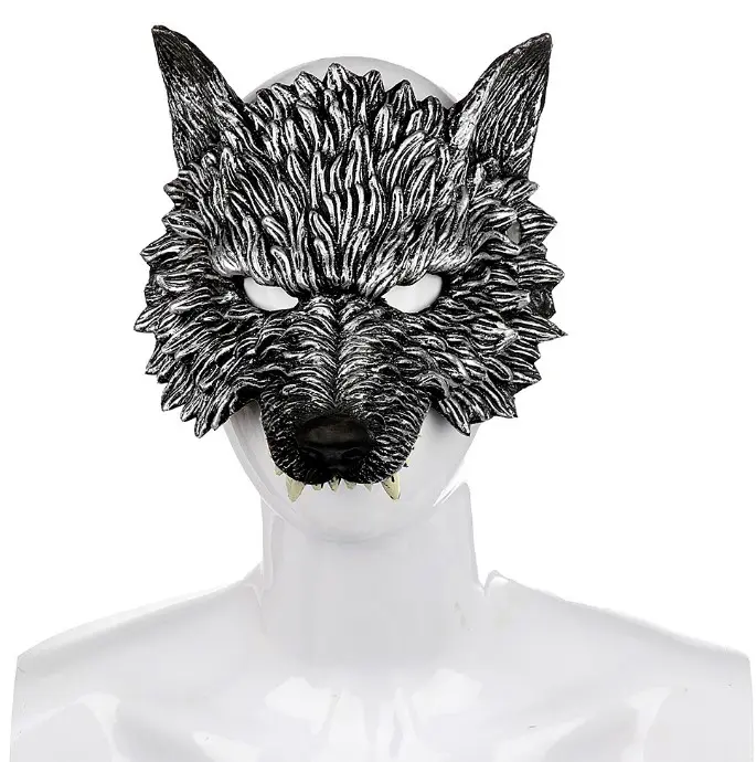 Máscara de lobo para Halloween, disfraz realista 3D de espuma sintética suave para carnaval